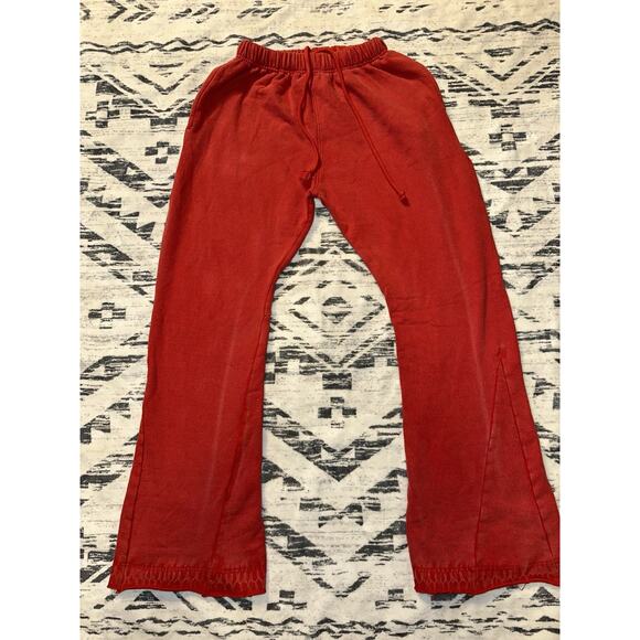 MNML Men's Red Acid Wash Flare Sweatpants SZ Small 30 Stretch Waist 29 Inseam - Picture 1 of 12